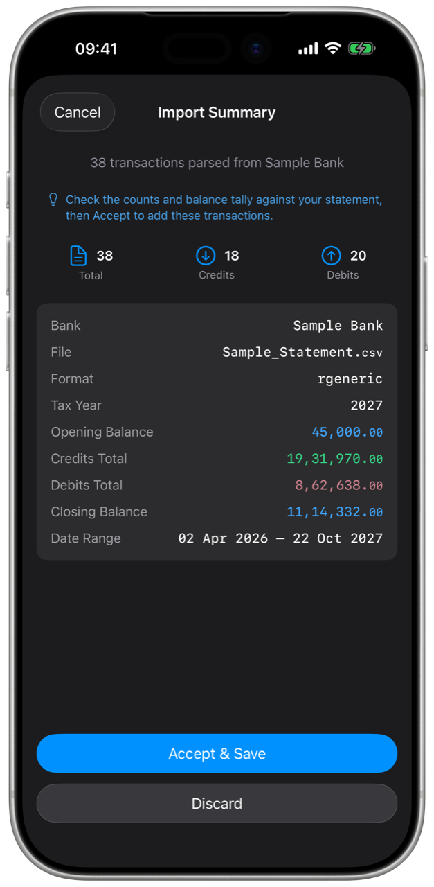 Import screenshot