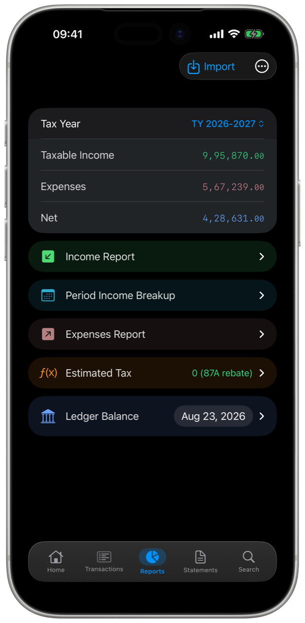 Tax Reports screenshot